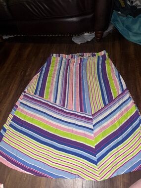 Eloquii Striped A-Line Skirt in Blue, Pink & Green